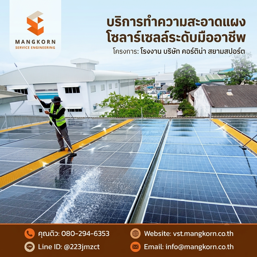 งานล้างแผงโซล่าเซลล์ โรงงานคอร์ติน่า 